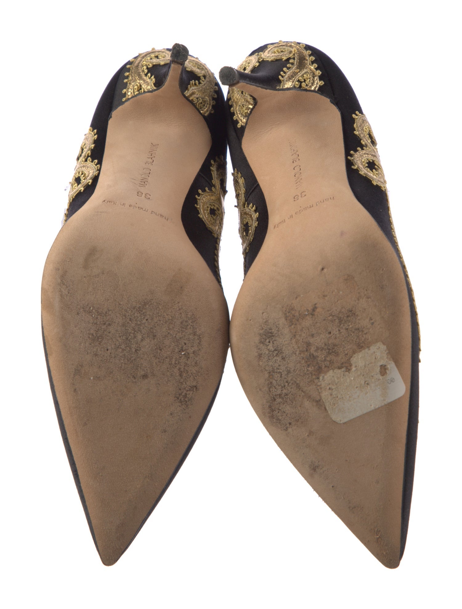 Manolo Blahnik Satin Colorblock Pattern Pumps